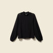 Blouse oversize col montant doubl&eacute;e noir femme