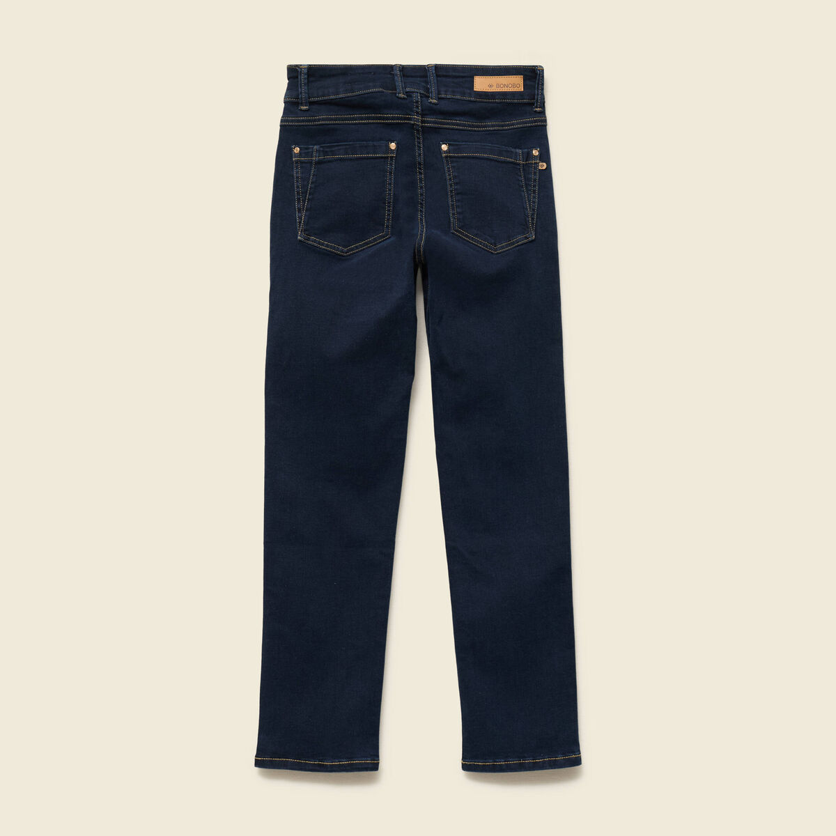 Jeans regular 7/8&egrave;me taille standard denim brut rinse femme