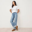 Jeans straight taille standard bleu femme