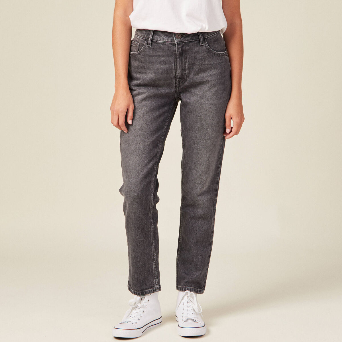 Jeans slim 7/8ème denim gris femme