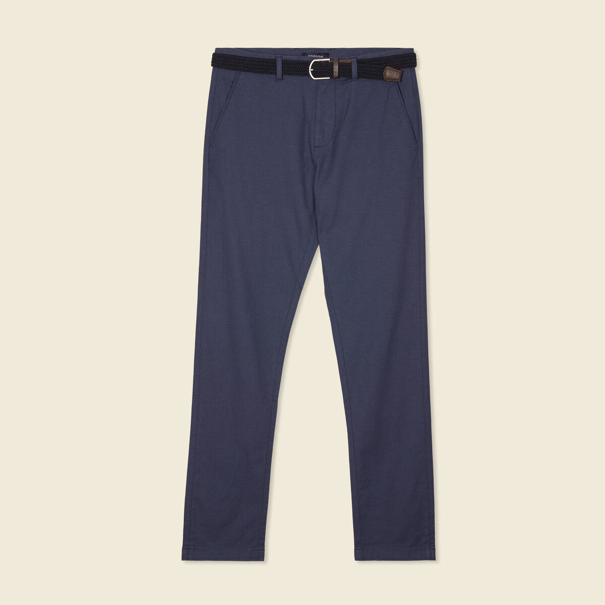 Pantalon chino straight bleu fonc&eacute; homme