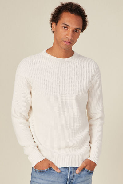Pull manches longues ecru homme