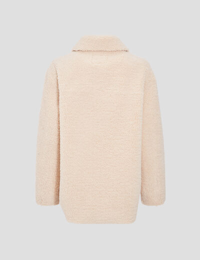Manteau surchemise droit creme femme
