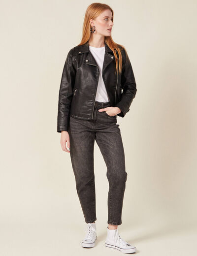 Jeans mom 7/8ème denim gris femme