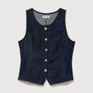 Gilet en jeans sans manches col rond denim brut femme
