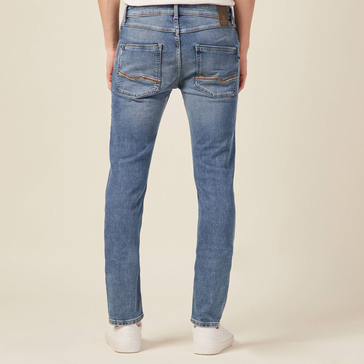 Jeans homme slim effet used denim double stone homme