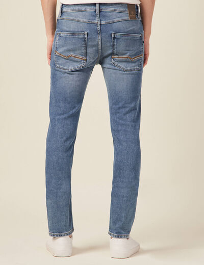 Jeans homme slim effet used denim double stone homme