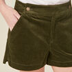 Short droit en velours vert kaki femme