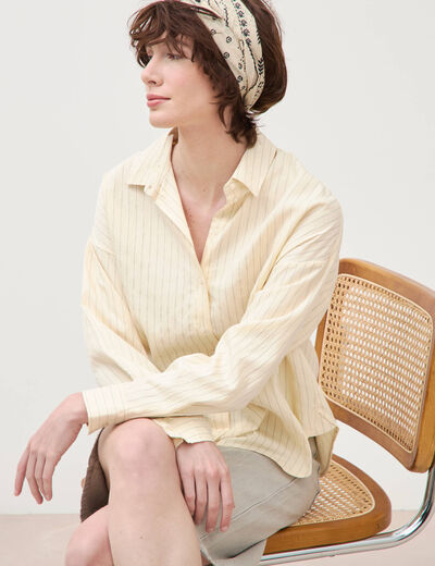 Chemise manches longues fluide creme femme