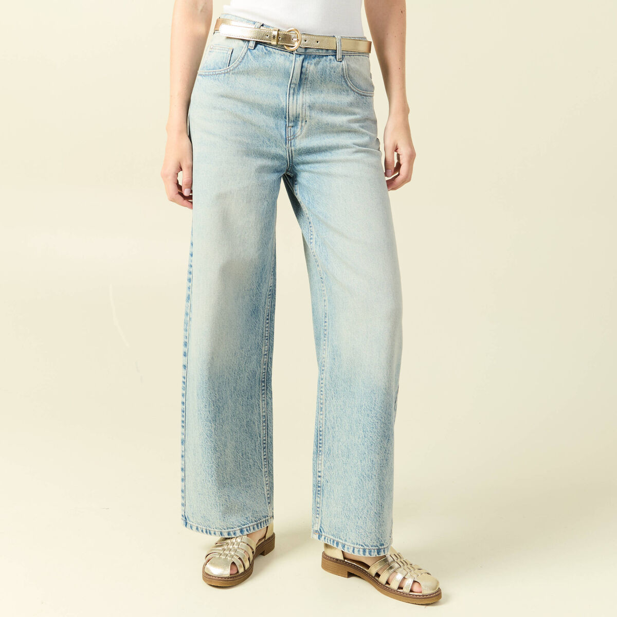 Jeans loose taille standard bleu femme
