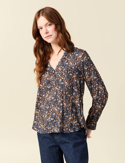 Blouse manches longues bleu marine femme