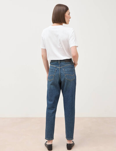 Jeans mom 7/8&egrave;me bleu femme
