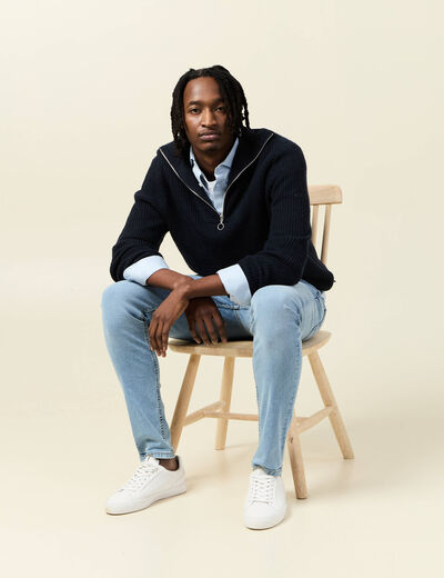 Jeans skinny tapered denim bleach homme
