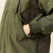 Parka oversize mi-longue &agrave; capuche vert kaki femme