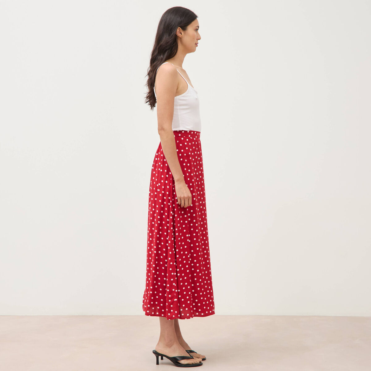 Jupe fluide rouge femme