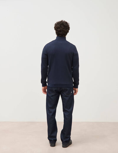 Gilet manches longues col montant bleu marine homme