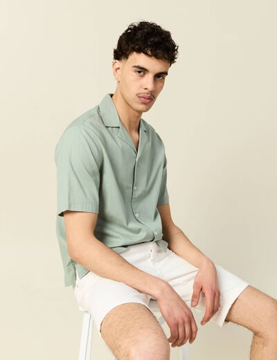 Chemise manches courtes vert olive homme