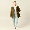 Parka droite &agrave; capuche vert kaki femme