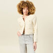 Veste tweed courte jaune pastel femme