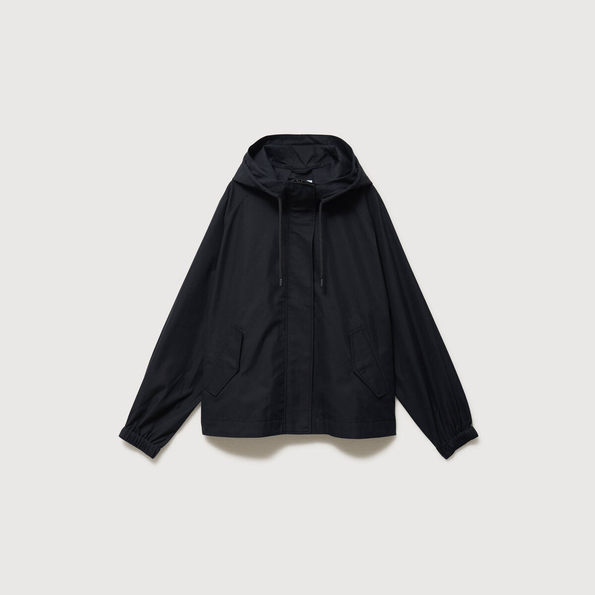 Parka oversize d&eacute;perlante &agrave; capuche noir femme