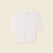 Pull manches courtes ajouré creme femme