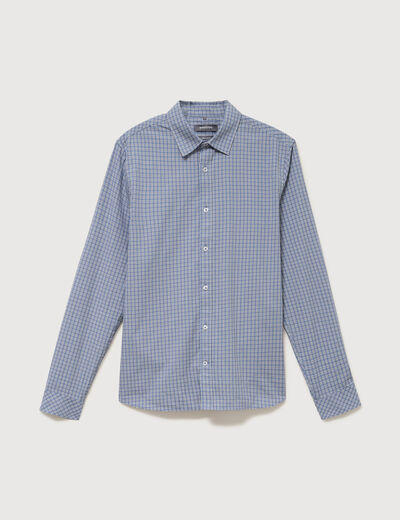 Chemise col am&eacute;ricain manches longues bleu gris homme
