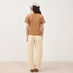 T-shirt droit col rond manches courtes marron femme