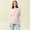 Pull manches longues col rond rose femme