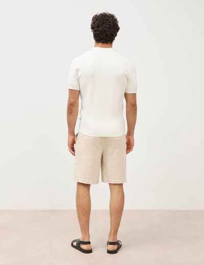 Polo cintr&eacute; manches courtes ecru homme