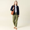 Pantalon droit à coulisse vert kaki femme