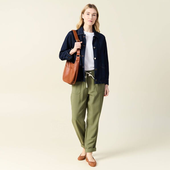pantalon droit a coulisse vert kaki femme Pantalon droit à coulisse vert kaki femme