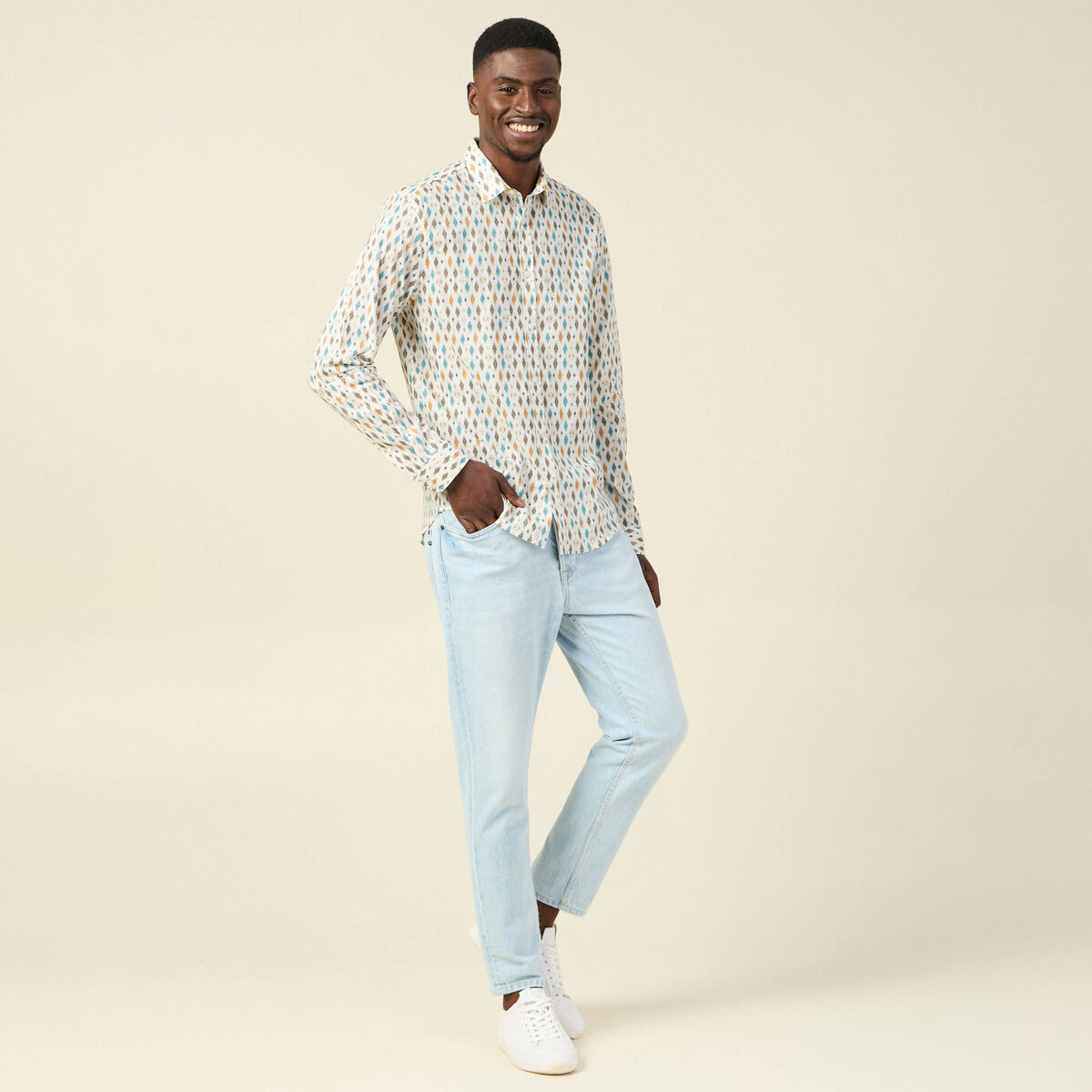 Chemise manches longues blanc homme