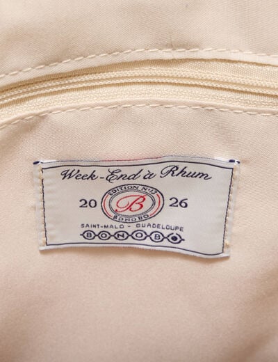 Sac bandouli&egrave;re en coton doubl&eacute; multicolore femme
