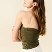Bustier cropped côtelé vert kaki femme