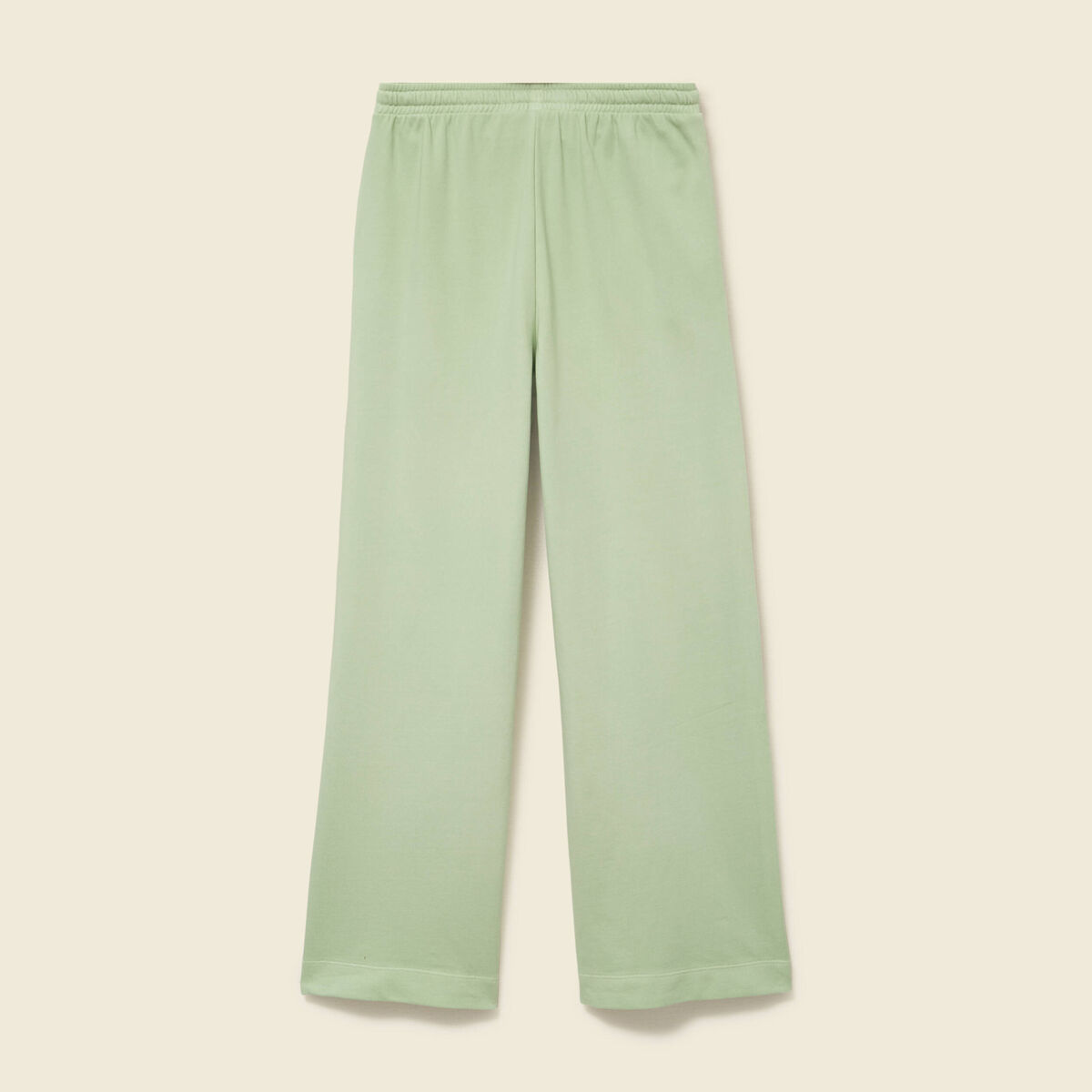 Pantalon large taille haute fluide vert clair femme