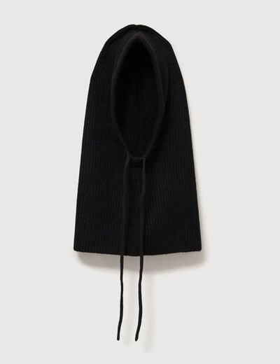 Cagoule tricot&eacute;e noir femme