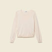 Pull col v manches longues en coton creme femme