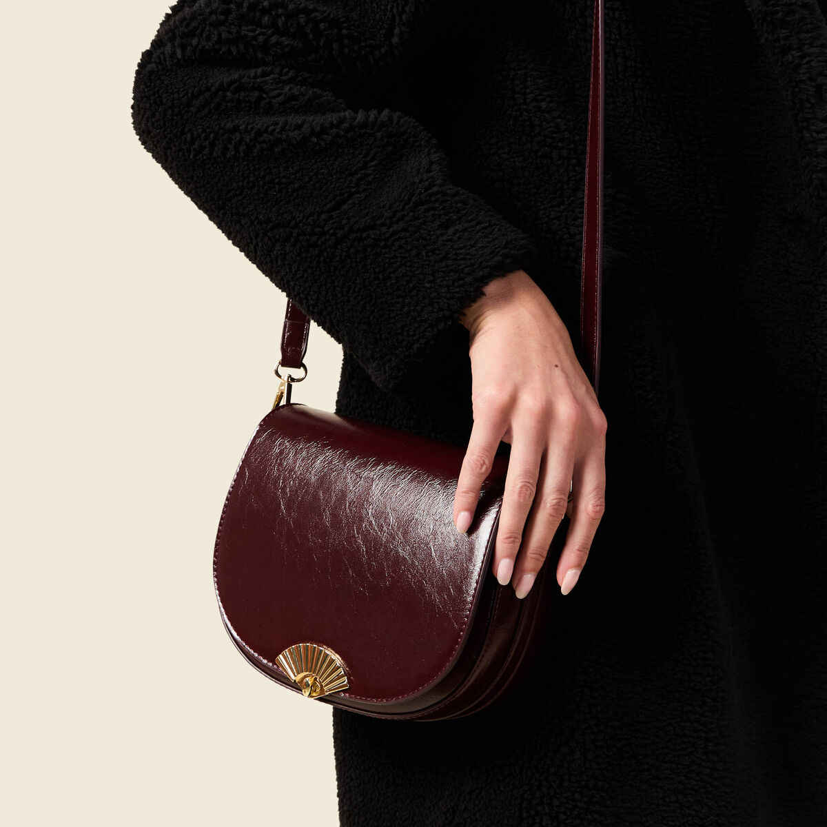 Sac bandouli&egrave;re avec doublure prune femme