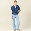 Chemise manches courtes bleu marine femme