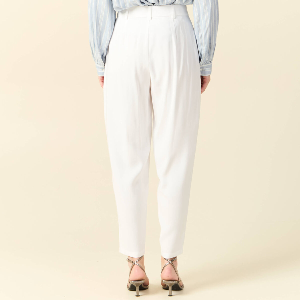 Pantalon slouchy taille haute blanc femme