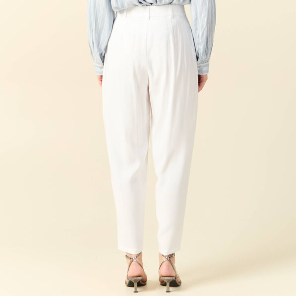 Pantalon slouchy taille haute blanc femme