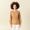 Pull manches longues col rond camel femme