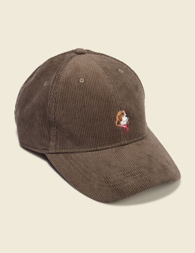 Casquette velours en coton taupe homme