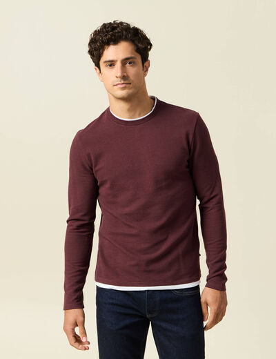 T-shirt manches longues bordeaux homme