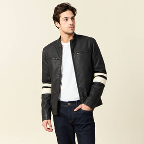 Blouson motard simili cuir noir homme