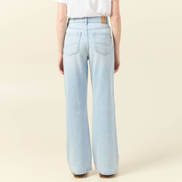 jeans large eco responsable denim bleach femme Jeans large éco-responsable denim bleach femme