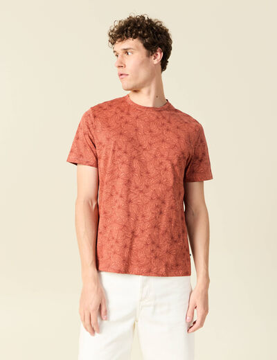T-shirt manches courtes marron cognac homme