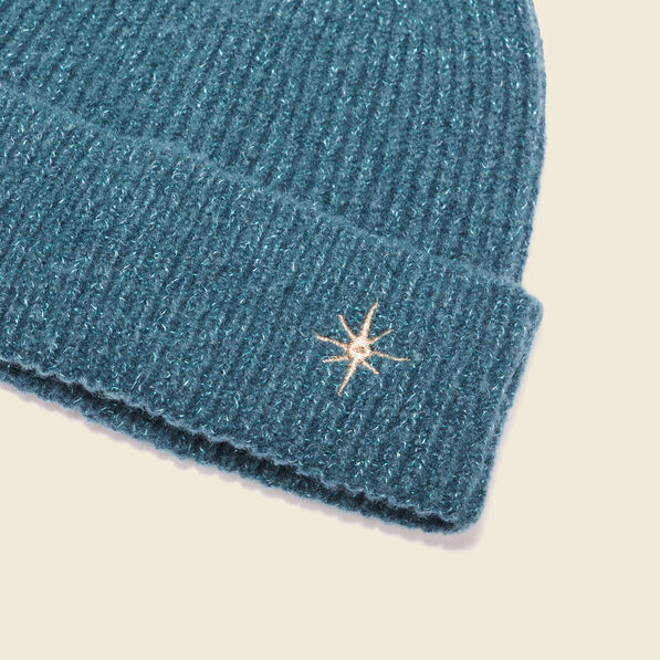 Bonnet tricoté vert canard femme