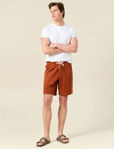 Bermuda droit à coulisse marron cognac homme