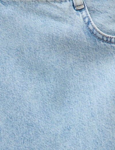 Jeans wide leg cropped taille bascul&eacute;e bleu ciel femme